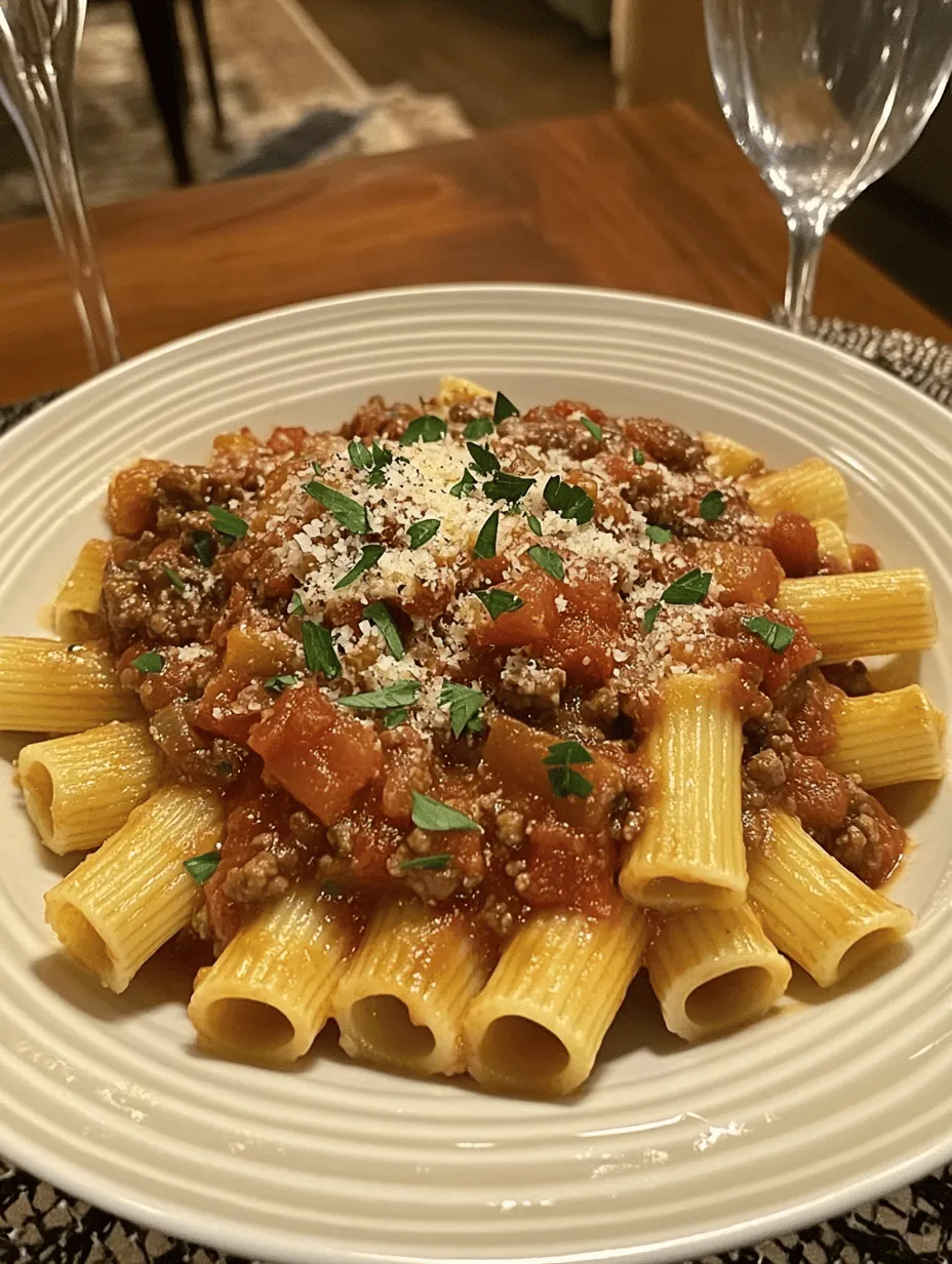 Rigatoni Delight with Hearty Homemade Meat Sauce: A Comforting Classic