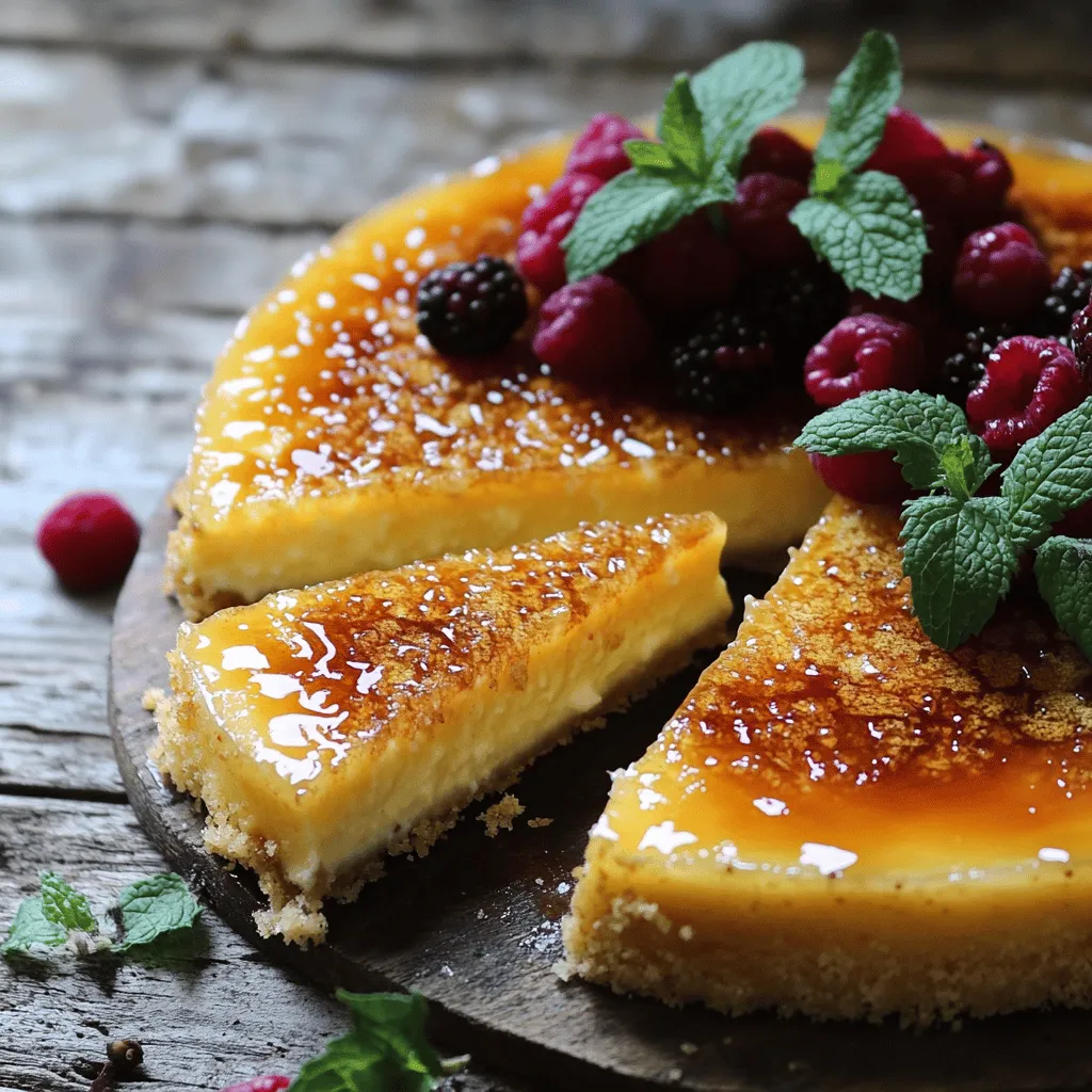 - 1 ½ cups all-purpose flour - 1 ½ teaspoons baking powder - ½ teaspoon baking soda - ¼ teaspoon salt - ½ cup unsalted butter, softened - 1 cup granulated sugar - 3 large eggs - 1 teaspoon vanilla extract - ½ cup heavy cream - ½ cup milk - 1 cup granulated sugar (for caramelizing) - Fresh berries or mint leaves for garnish