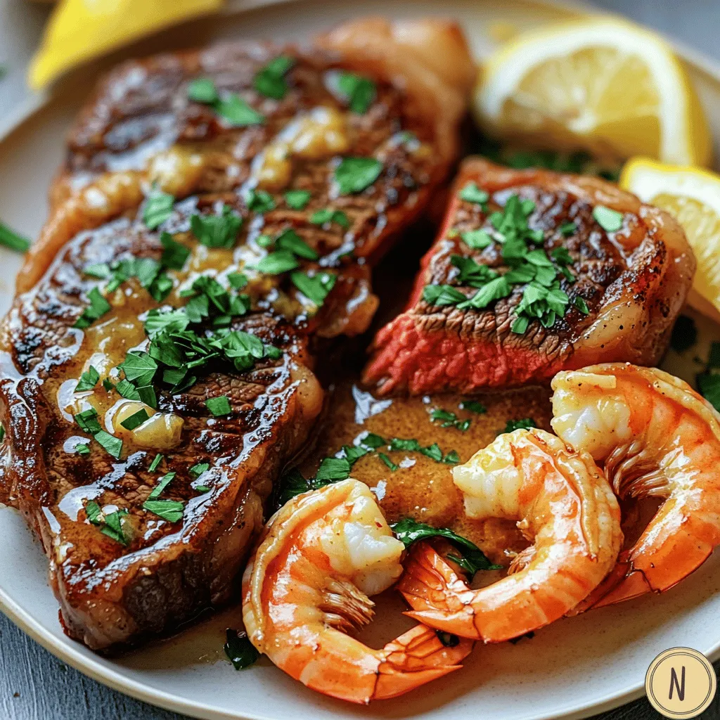 Valentine&#8217;s Day Garlic Butter Steak and Shrimp Delight
