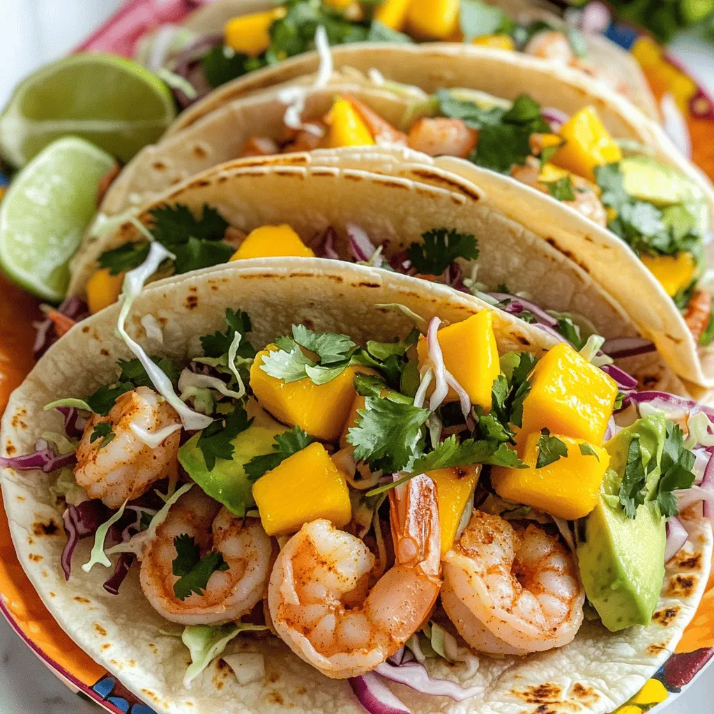 To make tasty shrimp tacos, you need a few key ingredients. First, fresh shrimp is vital. I always use one pound of peeled and deveined shrimp for a great base. Olive oil adds flavor and helps cook the shrimp evenly. Seasoning is next; I use smoked paprika, garlic powder, and cumin. Salt and pepper bring all the flavors together.