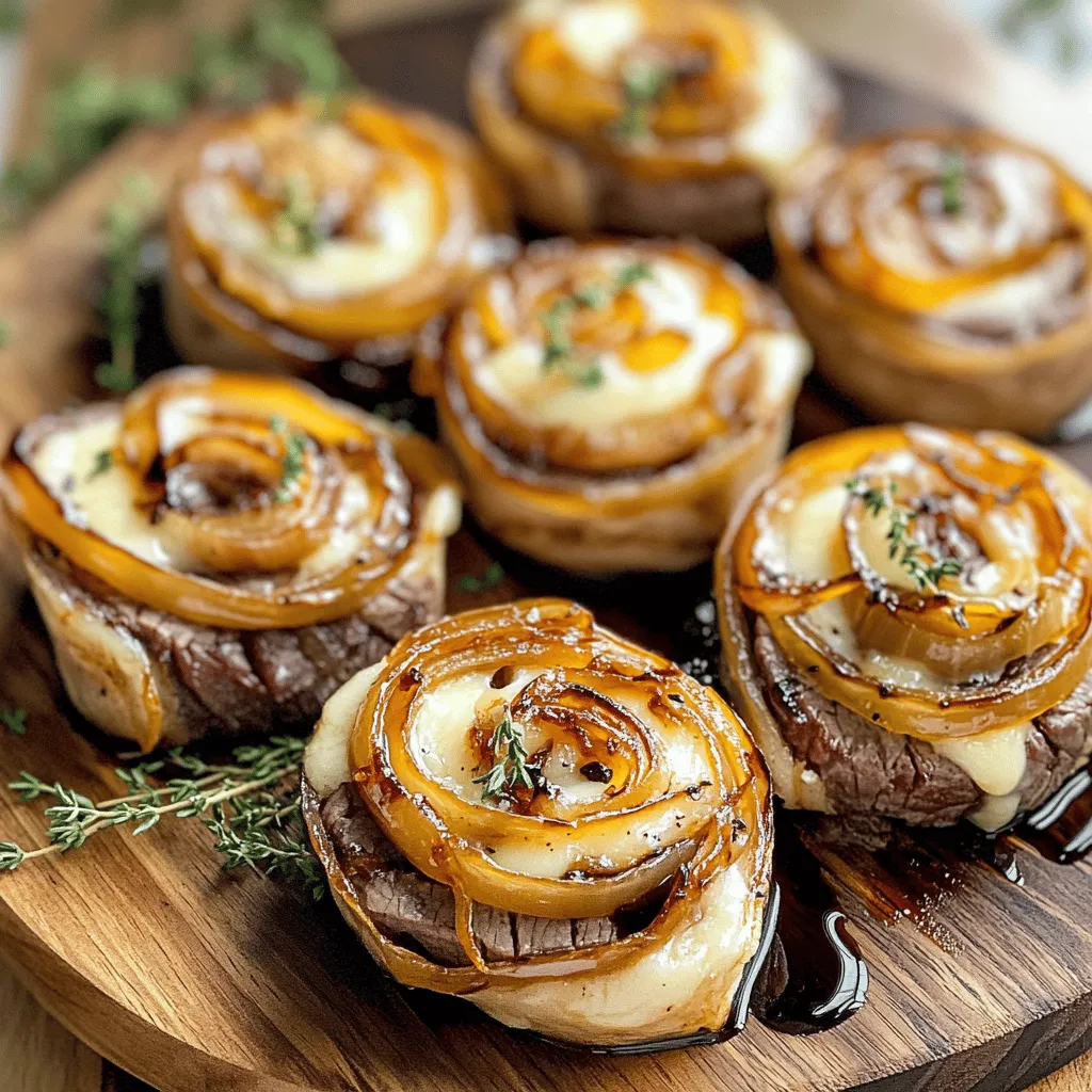 To make French onion steak pinwheels, you need simple yet tasty ingredients. Start with one pound of flank steak. This cut is perfect because it is thin and easy to roll. You will also need two large onions. Caramelized onions add a rich, sweet flavor.