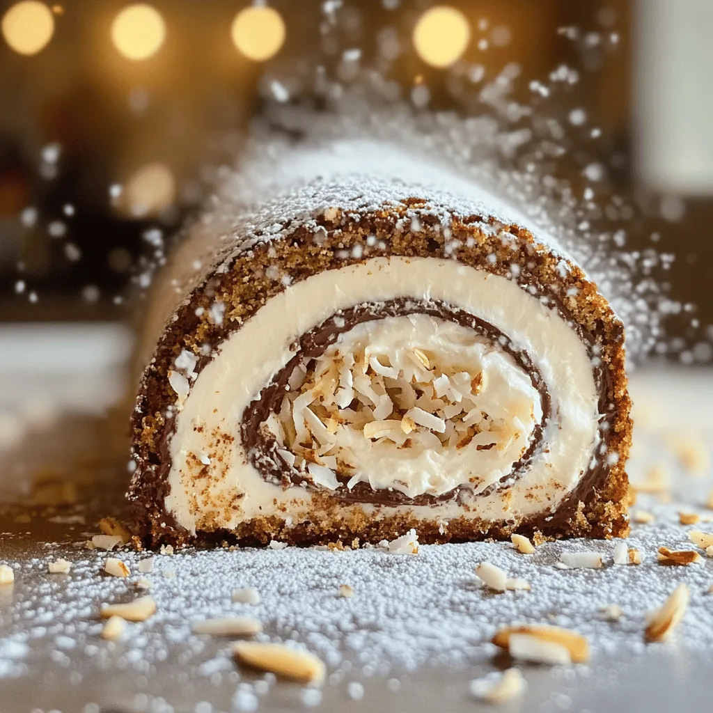 To make a Coconut Almond Swiss Roll Cake, you need just a few key ingredients. First, gather 4 large eggs. You will separate the whites from the yolks. Next, you need 1 cup of granulated sugar, divided into two parts. This sugar adds sweetness and helps the cake rise.