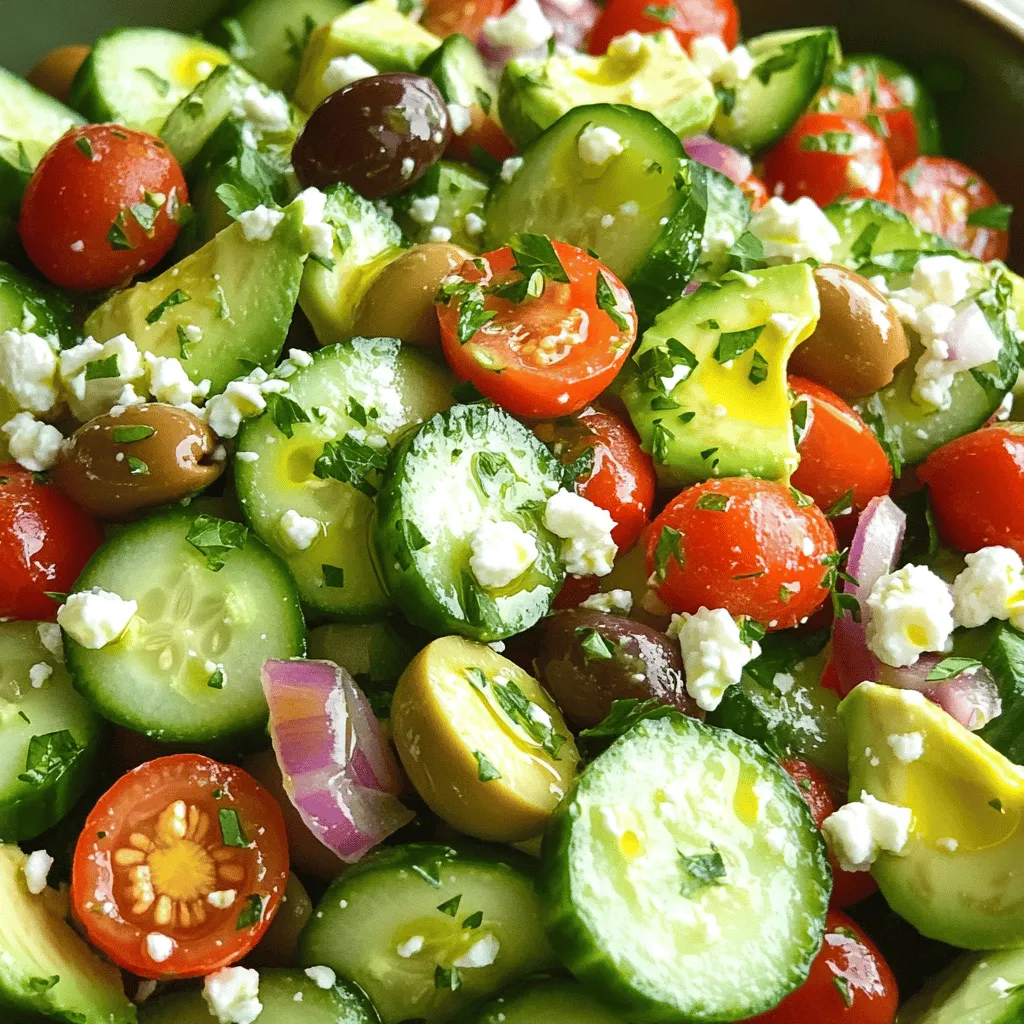 Cucumber Avocado Greek Salad Refreshing and Healthy Dish