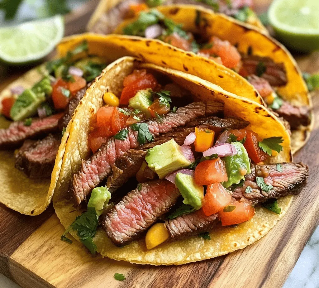 To create the perfect sizzling steak tacos, it’s essential to start with the right ingredients. The foundation of this dish is, of course, the steak. Flank steak is the preferred cut for these tacos, and for good reason. Known for its rich flavor and tenderness when cooked properly, flank steak is a lean cut that absorbs marinades beautifully, making it ideal for taco fillings. Its fibrous texture allows for a satisfying chew, which complements the fresh toppings that will accompany it.