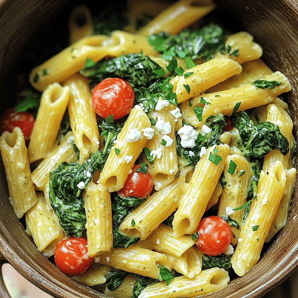 One-Pot Creamy Spinach Feta Pasta Quick and Easy Dish