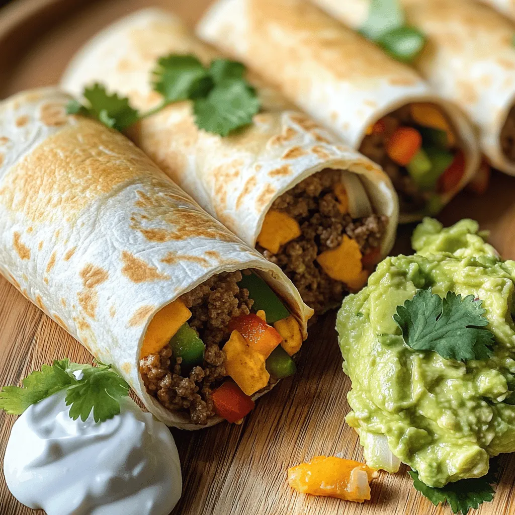 For a tasty cheesy beef wraps recipe, use fresh, quality ingredients. First, choose your ground beef. I like to use 80/20 ground beef. It has enough fat for flavor but isn’t too greasy. You need that balanced richness to make each wrap satisfying.