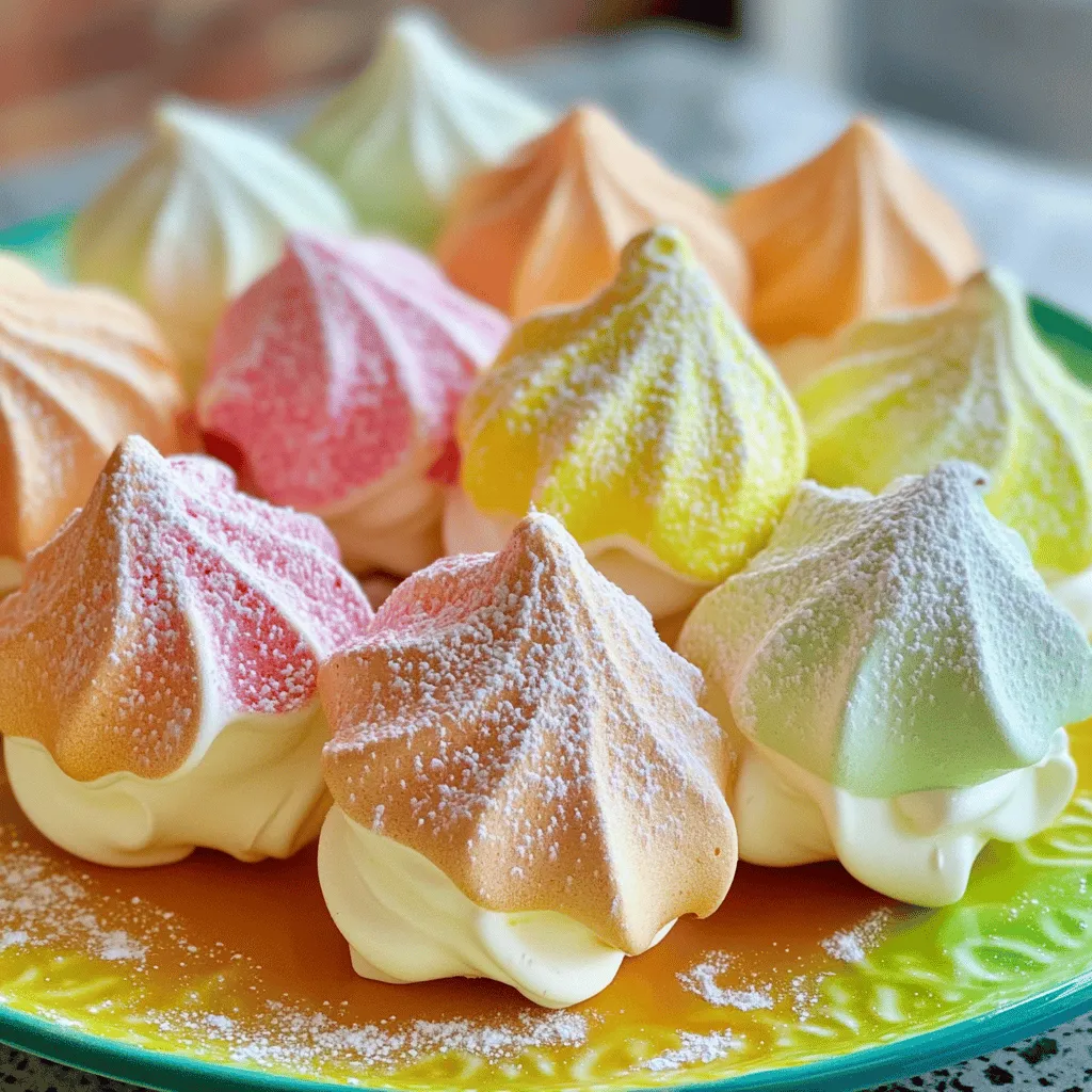 Easy Jello meringue cookies are a fun twist on classic meringue cookies. They are light, airy, and full of flavor. The main ingredients are egg whites, sugar, and Jello powder. This simple meringue cookie recipe turns into a colorful treat.