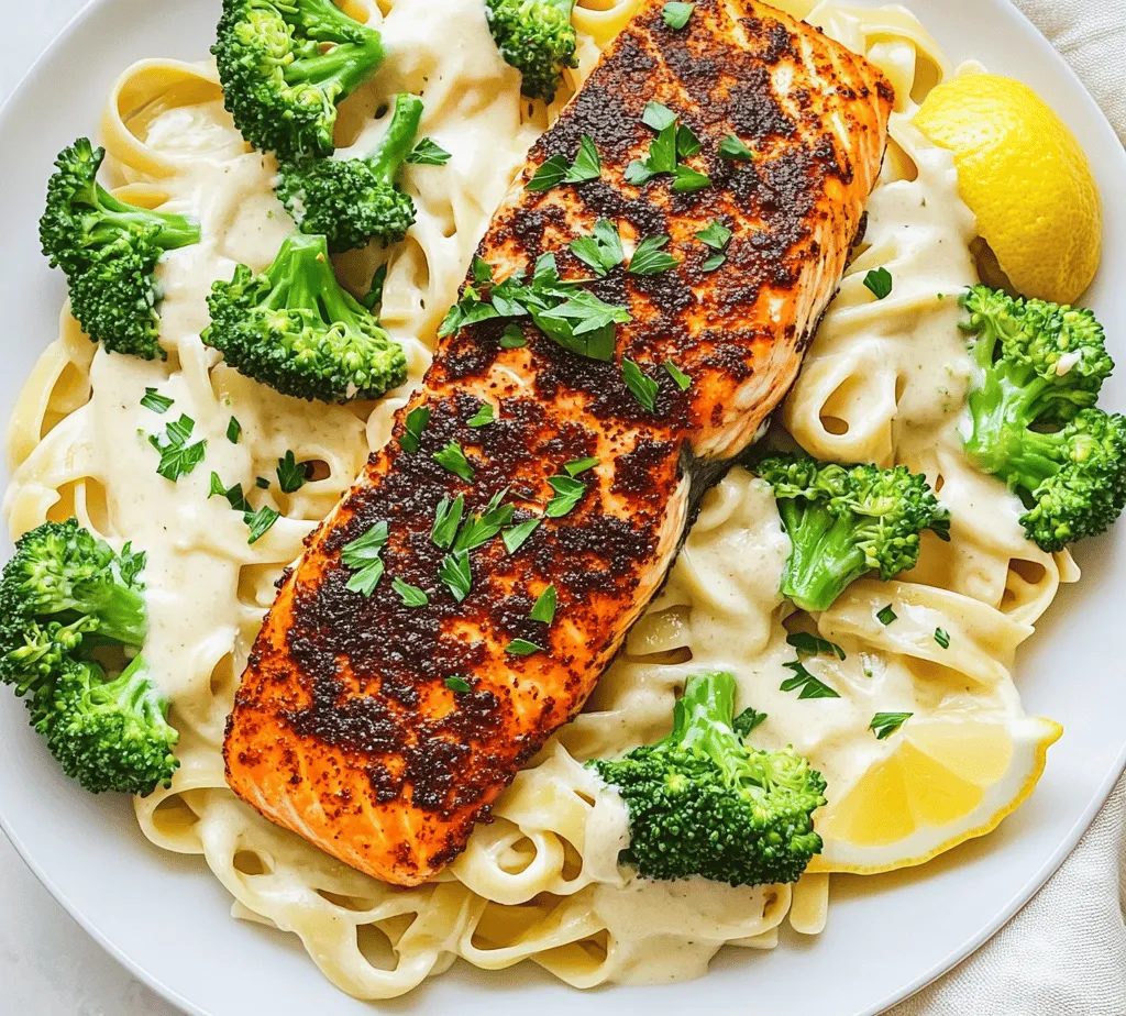 To create a remarkable Blackened Salmon & Broccoli Alfredo, it