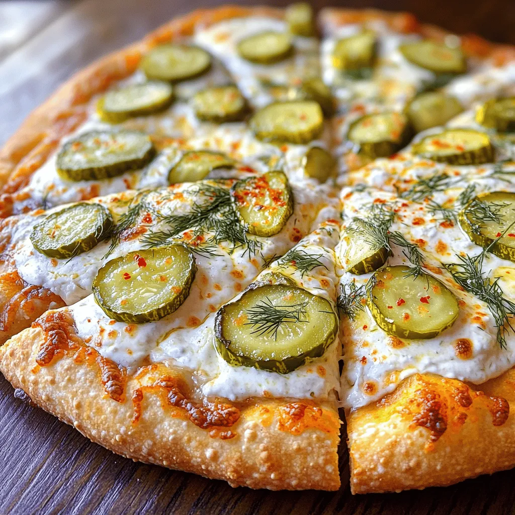 To make a great pickle pizza, you need some key items. Start with a pre-made pizza dough. You can buy it or make it at home. Then, grab one cup of shredded mozzarella cheese. This cheese melts well and gives a nice flavor. You also need one cup of dill pickles, thinly sliced. The pickles add that tangy taste we love! For the spread, gather half a cup of softened cream cheese. Mixing this with ranch seasoning gives a creamy base.