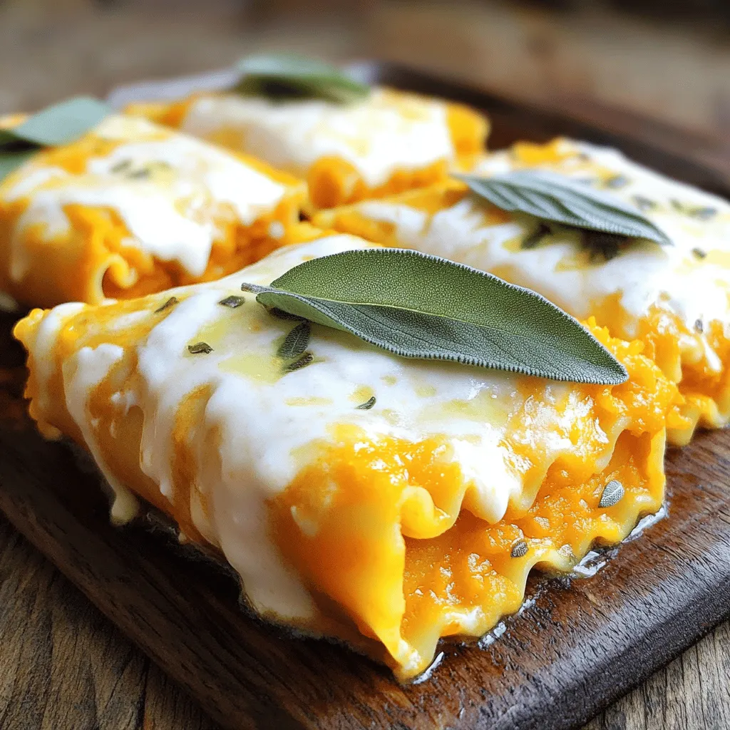Roasted Pumpkin Sage Alfredo Lasagna Roll Ups Delight
