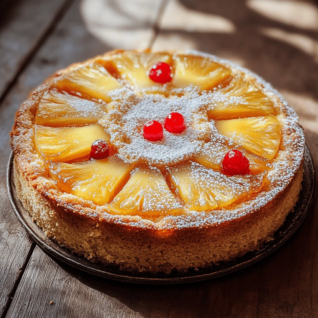 - 1 can (20 oz) sliced pineapple in juice, drained (reserve the juice) - 1/2 cup brown sugar - 1/4 cup unsalted butter - 1/2 cup maraschino cherries (optional, for garnish) - 1 cup all-purpose flour - 1 teaspoon baking powder - 1/2 teaspoon baking soda - 1/4 teaspoon salt - 1/2 cup granulated sugar - 1 large egg - 1/2 cup milk (or pineapple juice for extra flavor) - 1/4 cup vegetable oil - 1 teaspoon vanilla extract