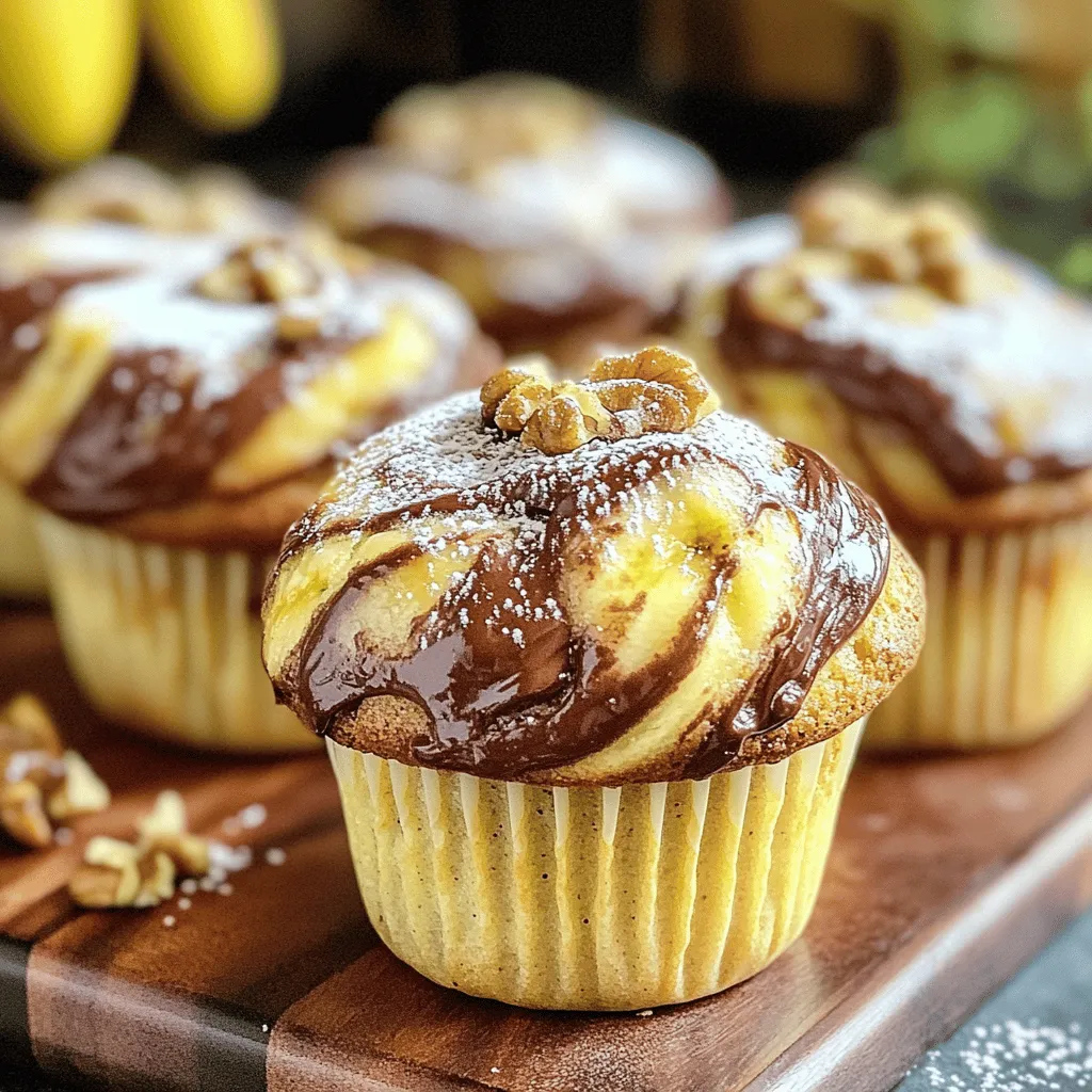 Banana Nutella Swirl Muffins Quick and Easy Recipe