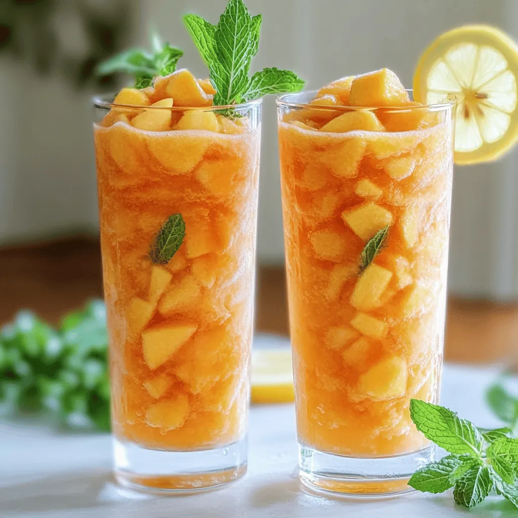 To make a peach lemonade slush, you need just a few simple ingredients. The main ingredients are ripe peaches, fresh lemon juice, sugar, cold water, and ice cubes.