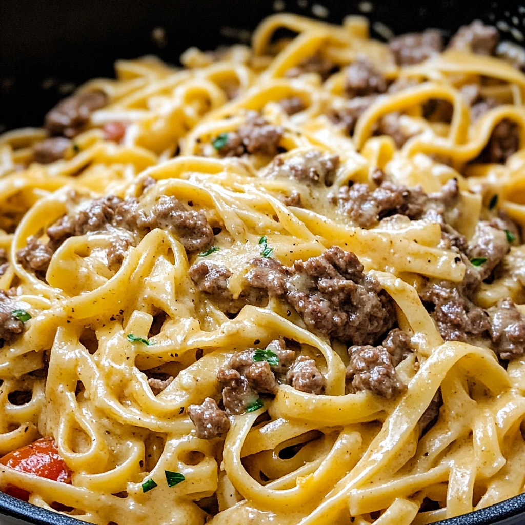 One-Pot Creamy Beef and Garlic Butter Pasta