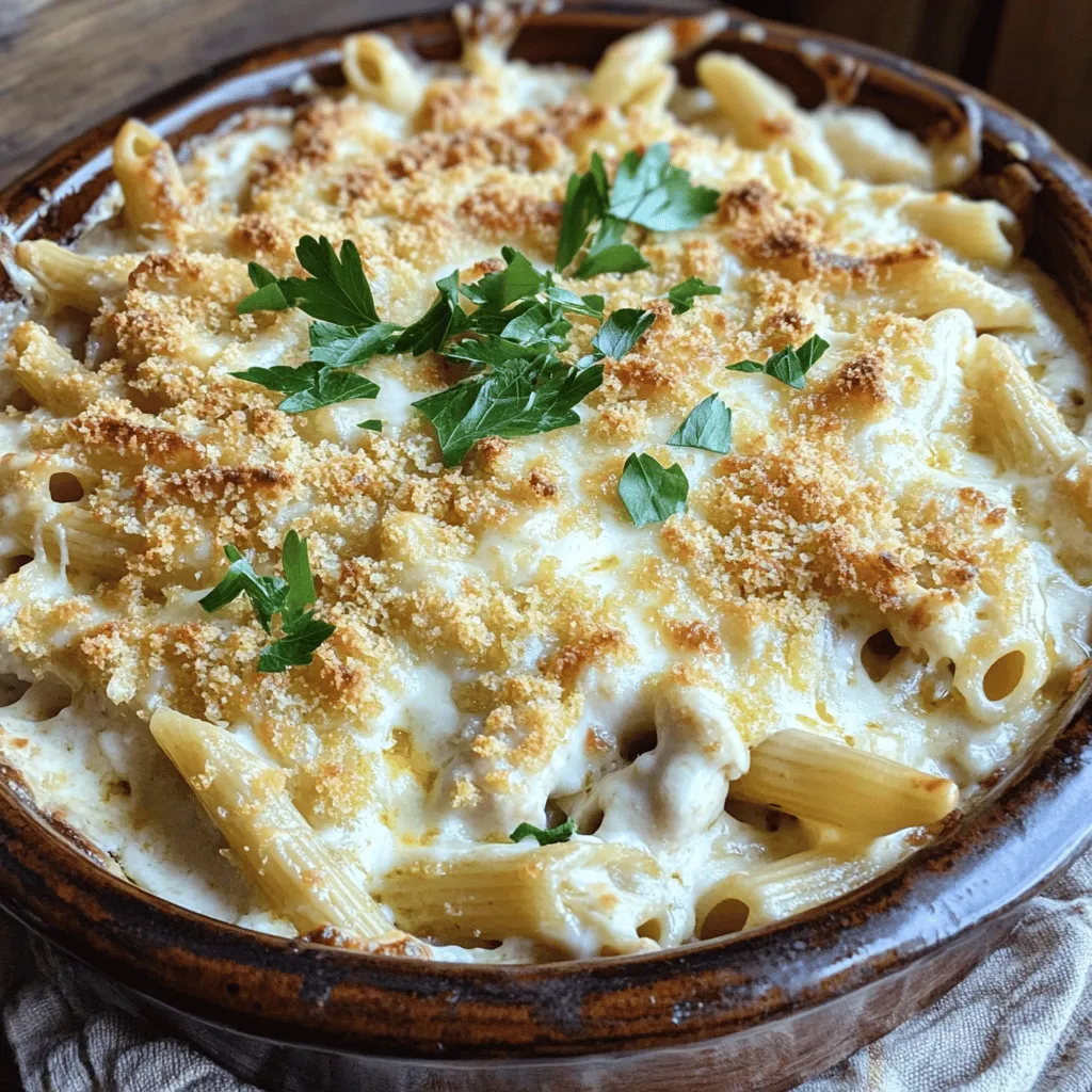 Cheesy Garlic Parmesan Chicken Pasta Bake Recipe