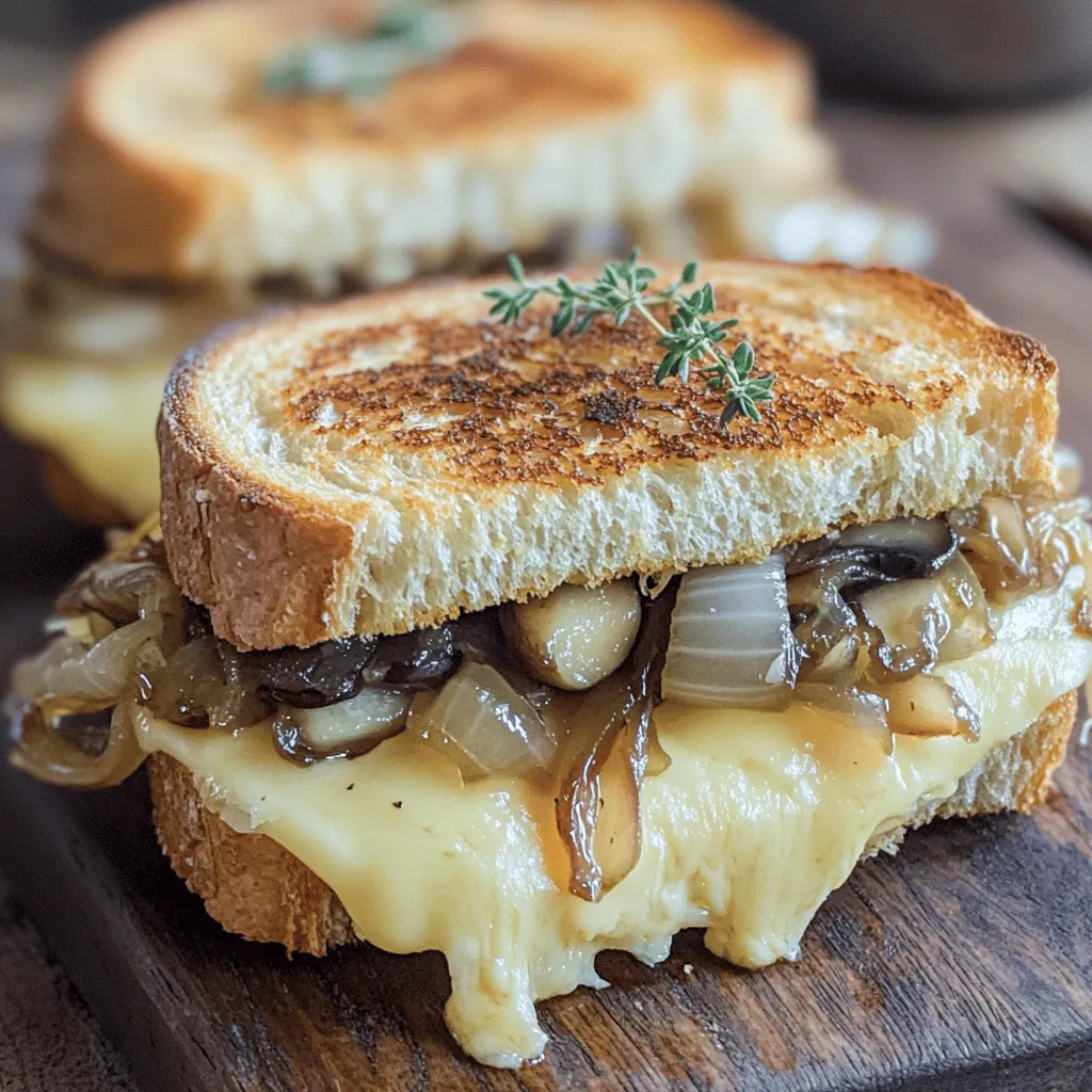 Grilled Cheese with Gouda, Roasted Mushrooms, Onions Delight