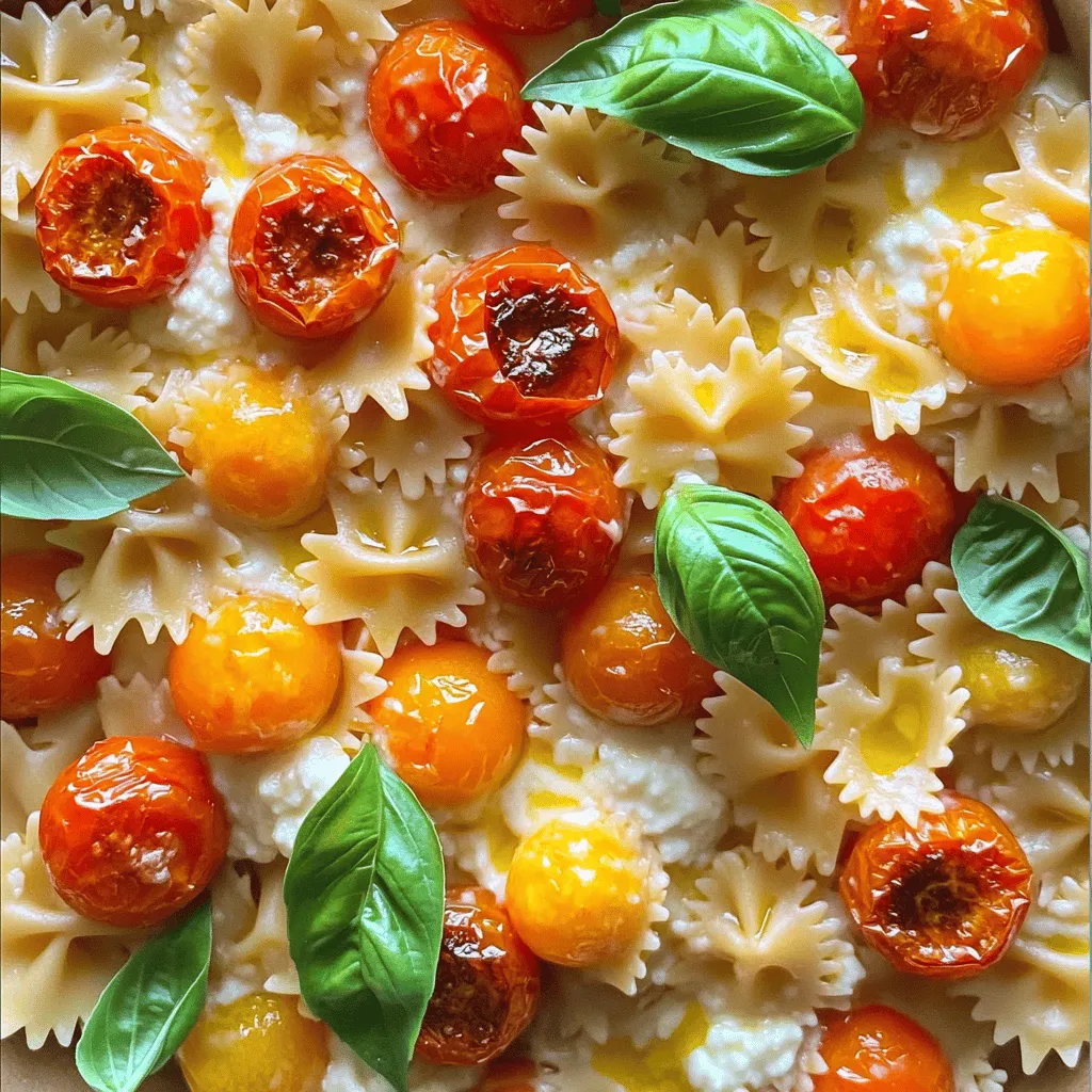 The cheese roasted tomato pasta recipe shines with simple, fresh ingredients. The key players are cherry tomatoes, rich cheeses, and herbs. Each component adds a layer of flavor and comfort.