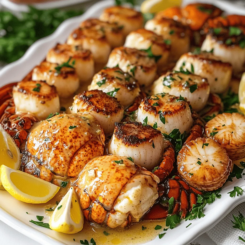Garlic Butter Lobster Tail &#038; Scallops Feast Delight