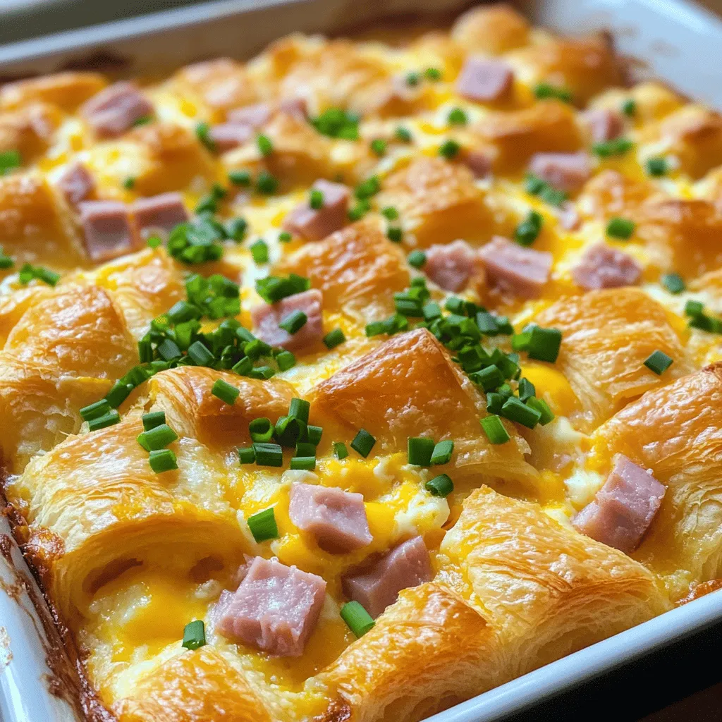 Cheesy Ham &#038; Croissant Breakfast Bake Delightful Dish