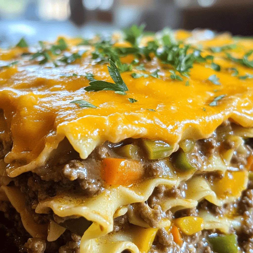 The Amish country casserole recipe shines with simple, hearty ingredients. This dish includes ground beef, which adds rich flavor. The onion and garlic bring a nice aroma and taste. Frozen mixed vegetables add color and nutrition. Cream of mushroom soup and sour cream create a creamy texture. Seasonings like Worcestershire sauce and thyme boost the flavor. Cooked egg noodles give the casserole its base and heartiness. Lastly, shredded cheddar cheese tops it off, making it extra delicious.