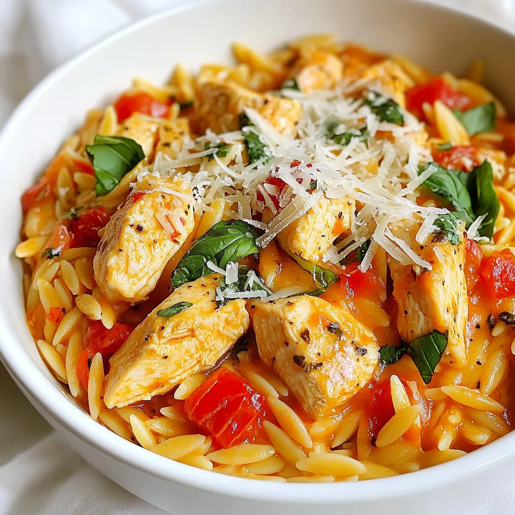 Creamy Tomato Basil Chicken Orzo Easy and Tasty Meal