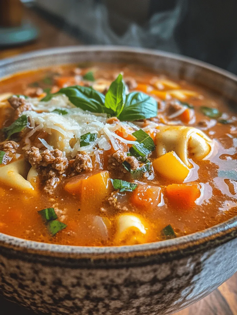 Hearty Slow Cooker Tomato Tortellini Soup with Ground Beef