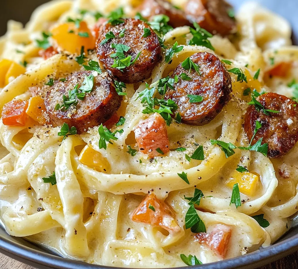 In the world of pasta dishes, few can rival the rich and comforting allure of a well-crafted Alfredo. When you combine this creamy classic with the bold, lively flavors of Cajun cuisine and the heartiness of smoked sausage, you have a recipe that not only satisfies the palate but also warms the soul. The Smoked Sausage Cajun Alfredo recipe is a delightful fusion that seamlessly blends the creamy texture of fettuccine with the robust spices of the South, resulting in a dish that is both indulgent and comforting.