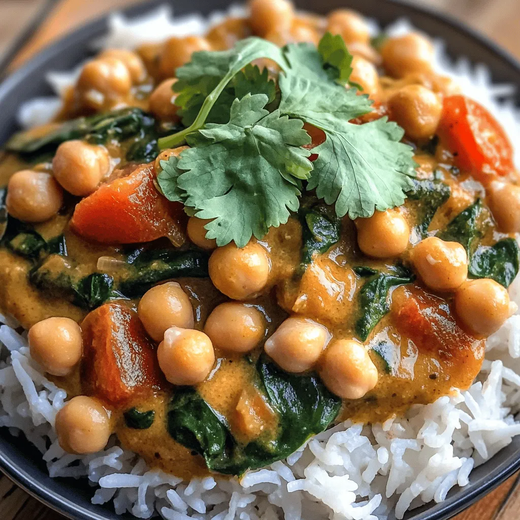 To make a delicious Vegan Chickpea Curry, you need these ingredients: