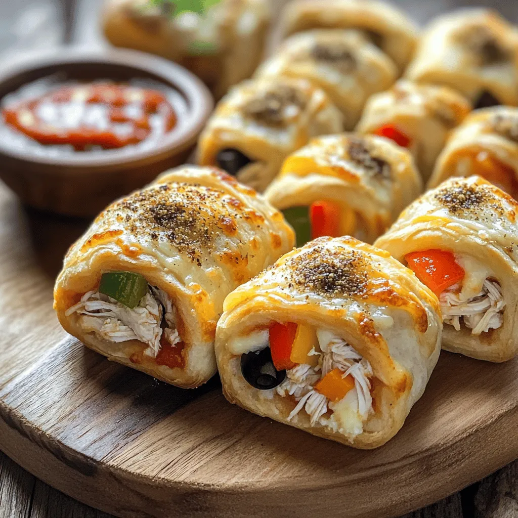 - 2 cups cooked chicken, shredded - 1 cup shredded mozzarella cheese - 1/2 cup pizza sauce