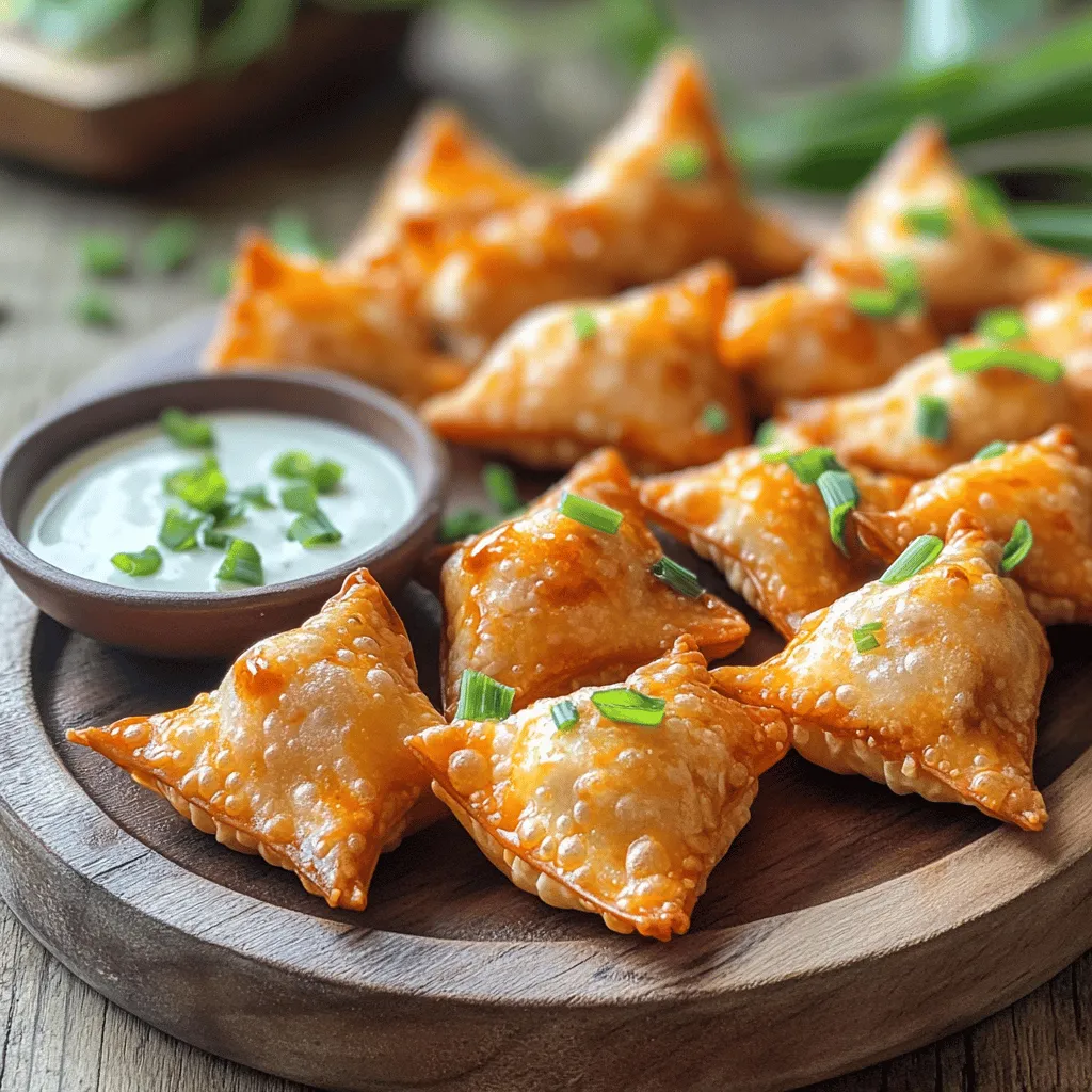 Buffalo chicken wontons are tasty bites filled with spicy chicken goodness. They mix tender chicken with cream cheese, cheddar, and buffalo sauce. This blend creates a creamy, spicy filling. The wonton wrapper adds a crispy texture when fried.
