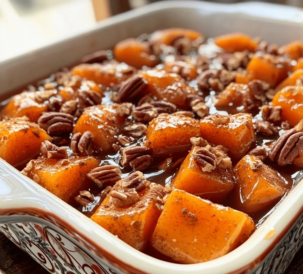 Sweet and Spicy Candied Yams are a delightful comfort food that has earned a cherished spot on dining tables across America, especially during festive seasons and family gatherings. This dish combines the natural sweetness of yams with a hint of spice, creating a perfect balance that tantalizes the taste buds. The rich, caramelized flavors of the yams, infused with aromatic spices and a touch of heat, make this dish not only a feast for the palate but also a feast for the eyes.