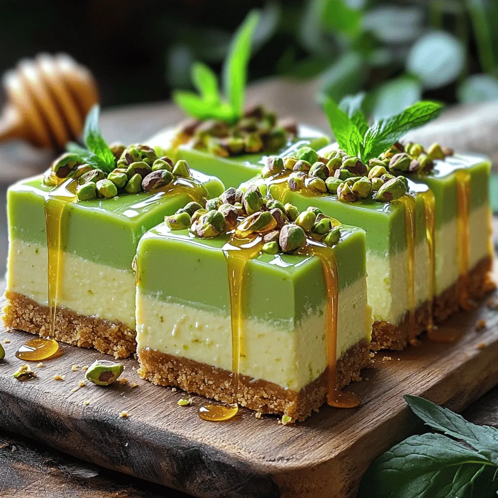 Pistachio Cheesecake Bars No Bake Delightful Treat