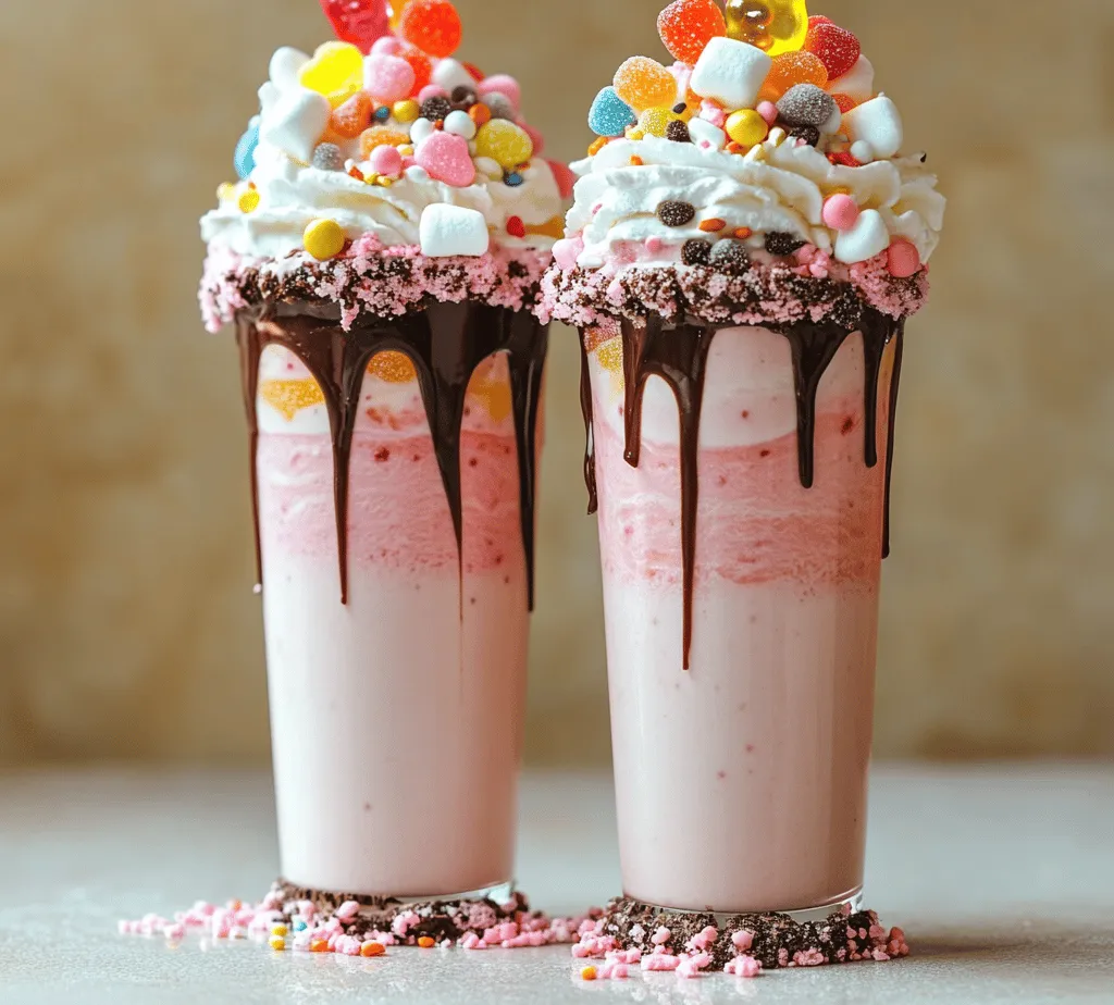 In the world of desserts, few creations capture the imagination quite like the freakshake. This extravagant treat, a delightful blend of milkshake and an over-the-top dessert, has taken the culinary scene by storm, offering a visual feast as much as it delivers on flavor. The Decadent Pink Candy Freakshake is a perfect example of this phenomenon, combining whimsy with indulgence, making it an irresistible choice for both children and adults alike. With its rich flavors and eye-catching presentation, this freakshake is designed to evoke joy and excitement, turning an ordinary day into a special occasion.
