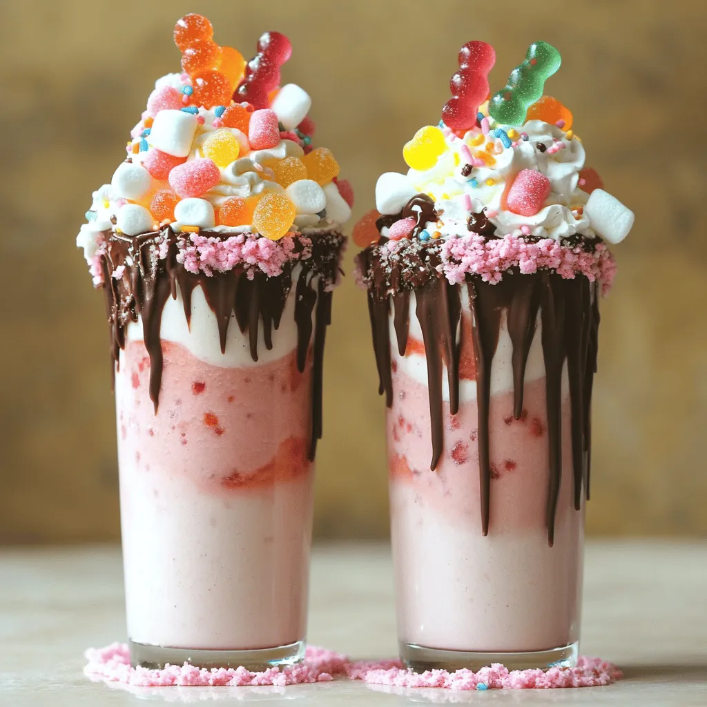 Creating Decadent Pink Candy Freakshakes: A Sweet Indulgence for Any Occasion