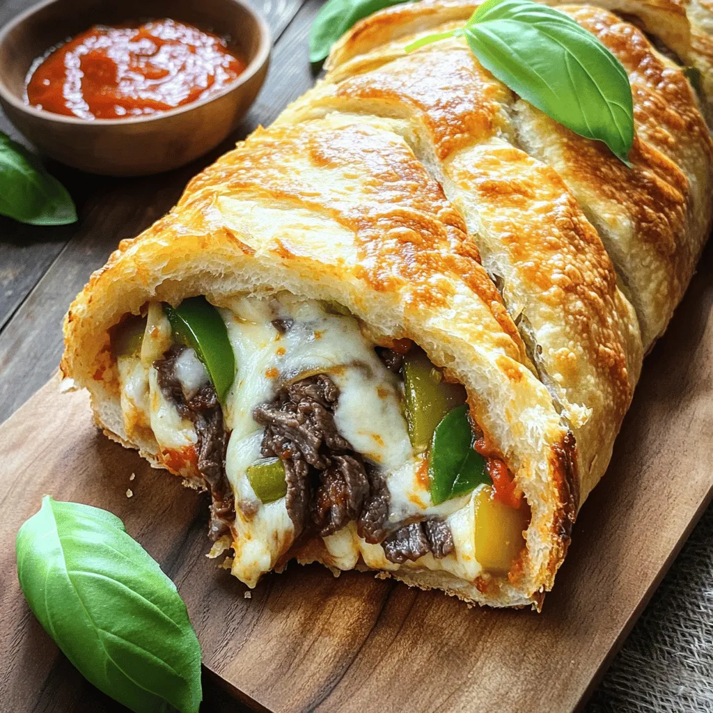 Mozzarella Cheesesteak Stromboli Tasty Dinner Delight
