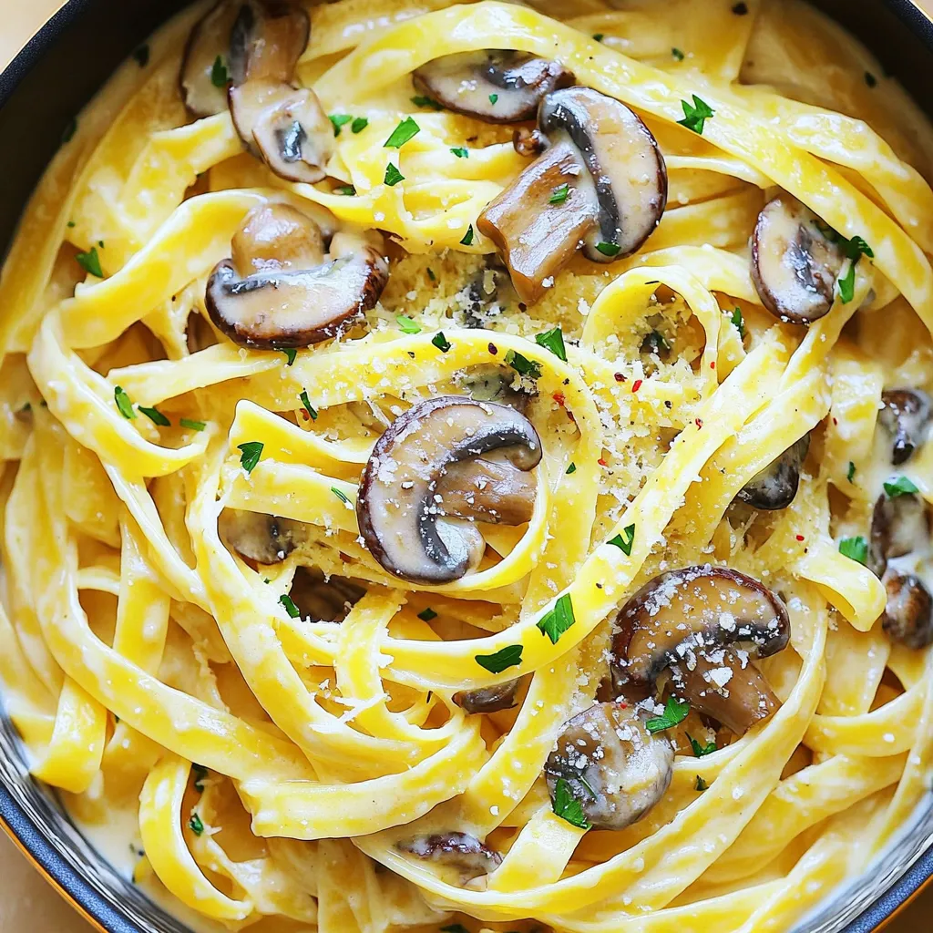 One-Pot Creamy Mushroom Alfredo Pasta Delight