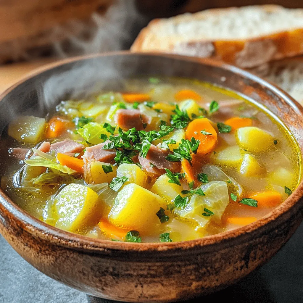 Hearty Ham Bone Soup with Potatoes and Cabbage Recipe