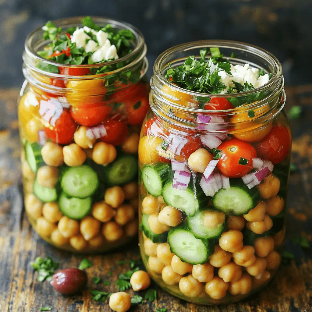 Mediterranean Chickpea Salad Jars Fresh and Healthy Meal