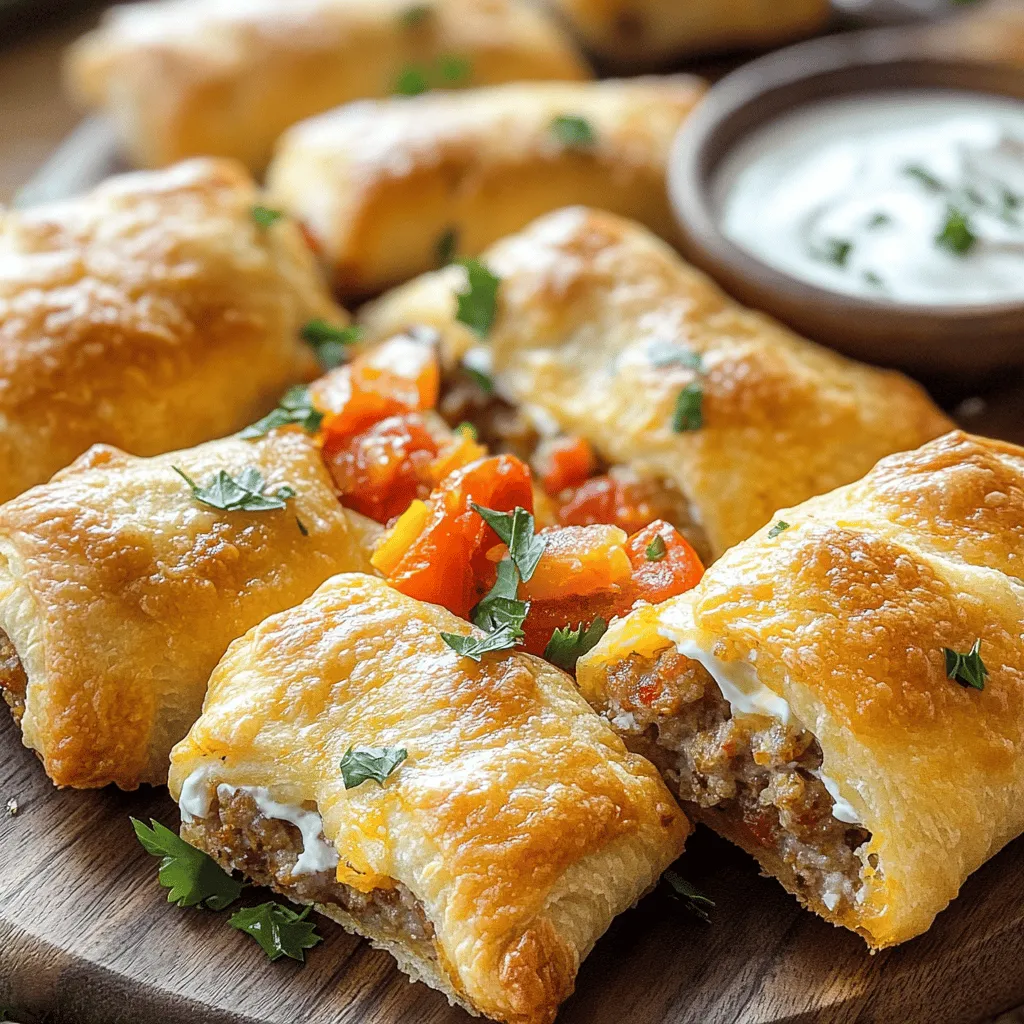 - 1 can refrigerated crescent roll dough - 1 cup cooked sausage, crumbled - 1 (10 oz) can Rotel diced tomatoes with green chilies, drained - 1 (8 oz) package cream cheese, softened