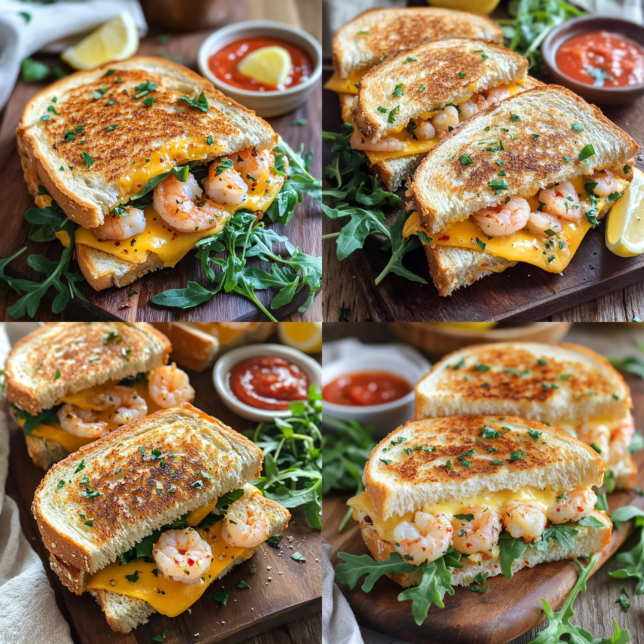 Garlic Butter Shrimp Grilled Cheese Sandwich Delight
