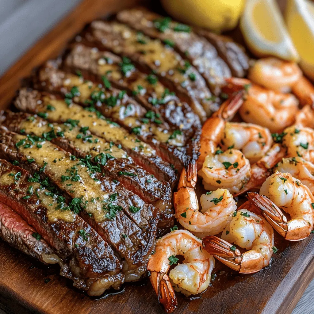 To make Garlic Butter Steak and Shrimp, you need fresh and simple ingredients. Here’s what you will need: