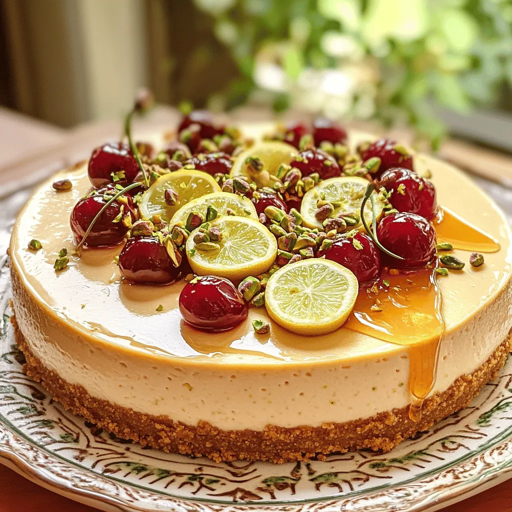 Luscious Lemon-Lime Cherry Pistachio Cheesecake: A Refreshing Delight