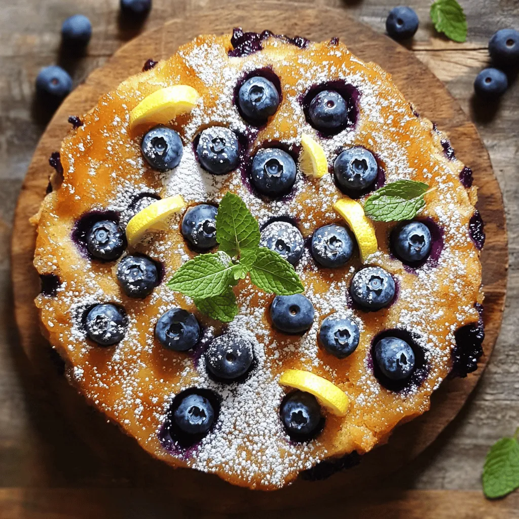 - 2 cups fresh blueberries - 1/4 cup brown sugar - 1/4 cup unsalted butter, melted - 1 1/2 cups all-purpose flour - 1 cup granulated sugar - 1/2 cup whole milk - 1/2 cup sour cream - 2 large eggs - 2 teaspoons baking powder - 1/2 teaspoon salt - 1 teaspoon vanilla extract - Zest of 1 lemon