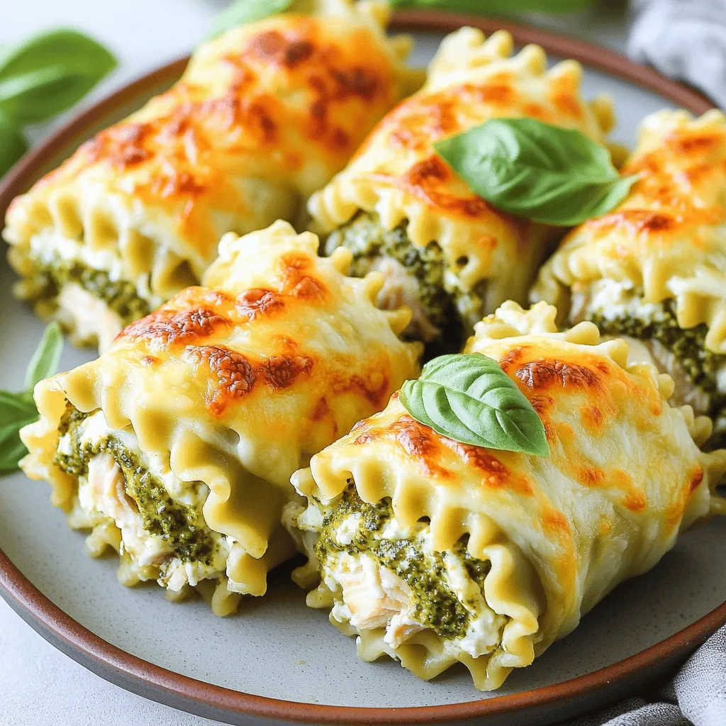Creamy Chicken Pesto Lasagna Roll Ups Delightful Dish