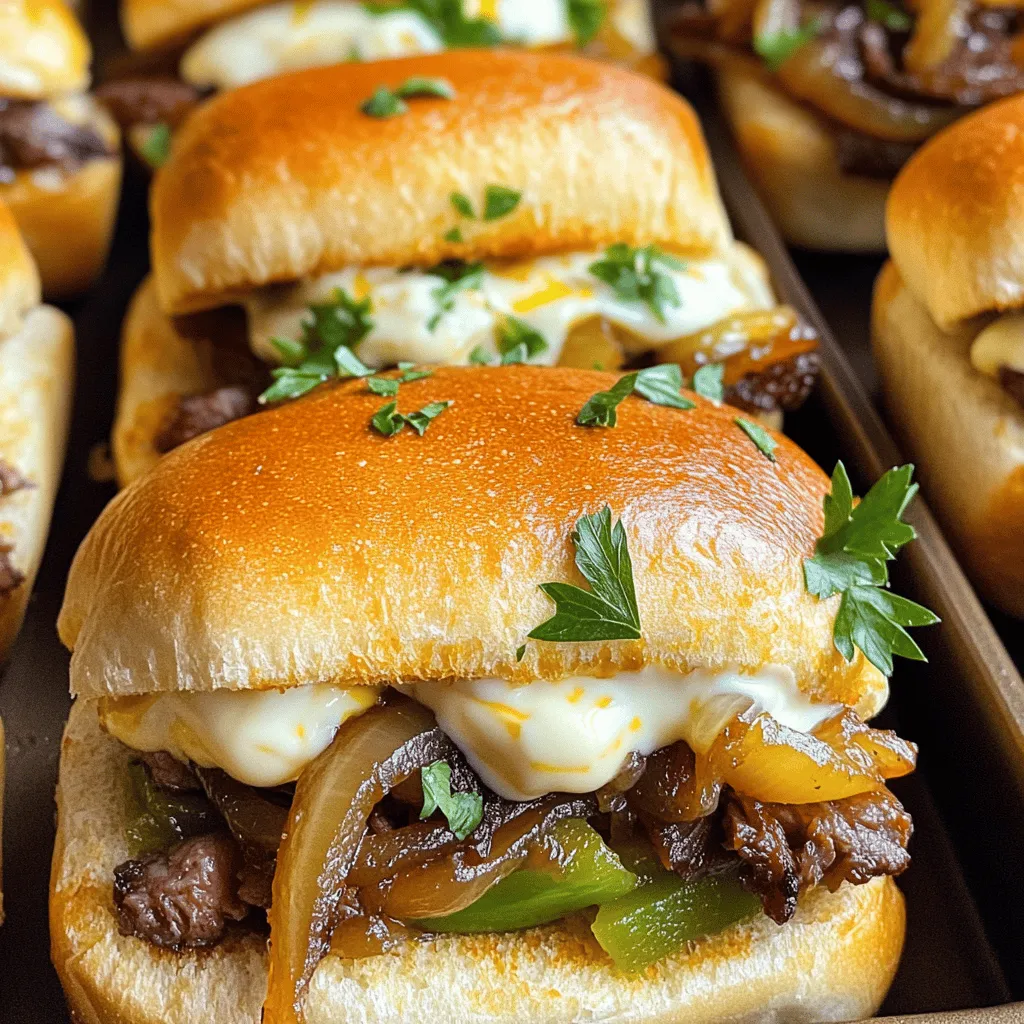 Philly cheesesteak sliders are small sandwiches filled with savory steak, cheese, and veggies. They are a bite-sized version of the classic Philly cheesesteak. Their popularity comes from their rich flavors and ease of serving. You can enjoy them as quick snacks for game day or at any gathering.