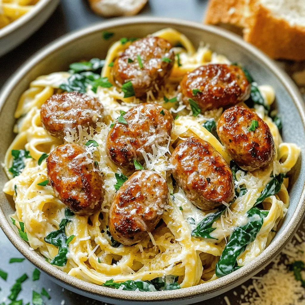 Garlic Butter Sausage Bites with Creamy Pasta Delight
