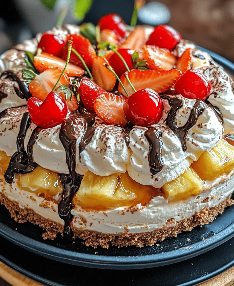 The banana split is a beloved classic dessert that has delighted sweet lovers for generations. Originating in the early 1900s, this iconic treat typically features a banana cut in half lengthwise, topped with scoops of ice cream, rich chocolate syrup, whipped cream, and a cherry. While the traditional banana split is a perfect summer indulgence, the no-bake banana split cake takes this classic dessert to new heights with a modern twist.