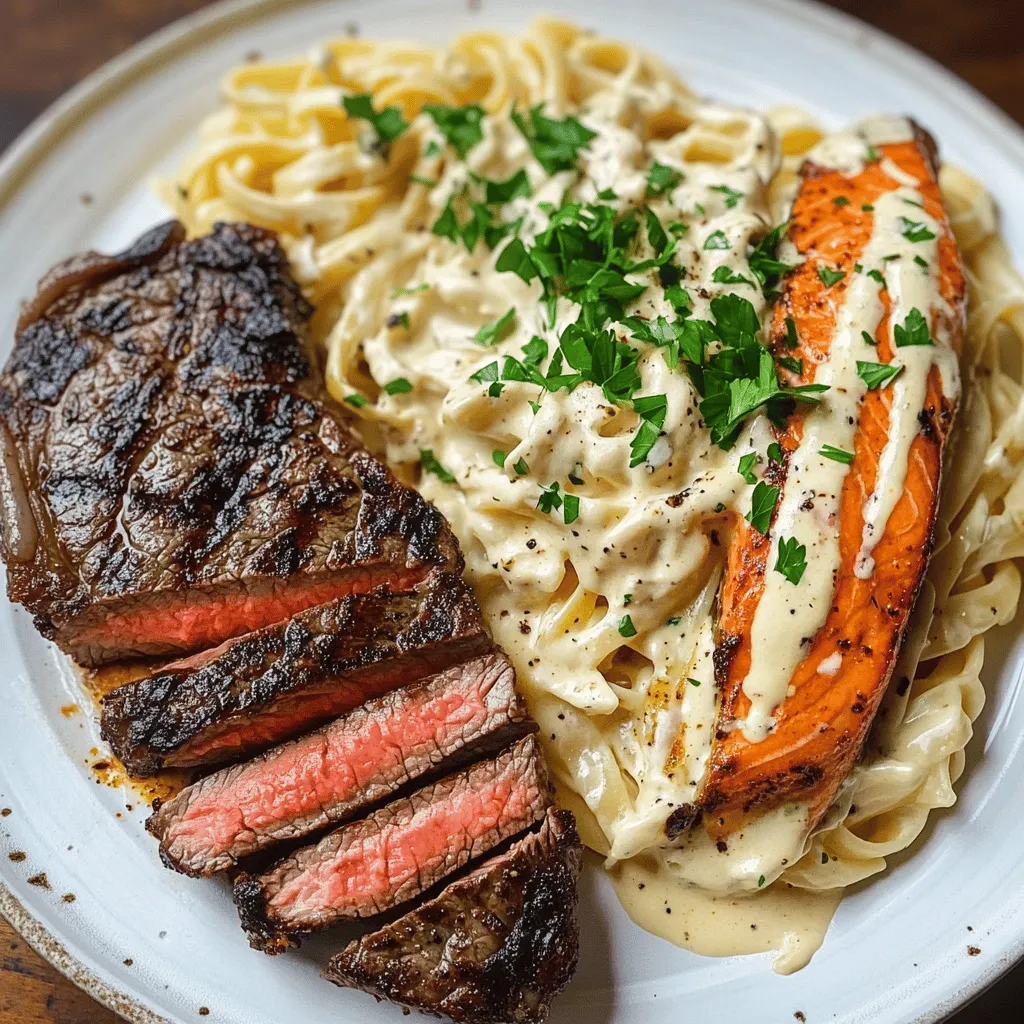 Blackened Steak &#038; Salmon Alfredo: A Culinary Delight