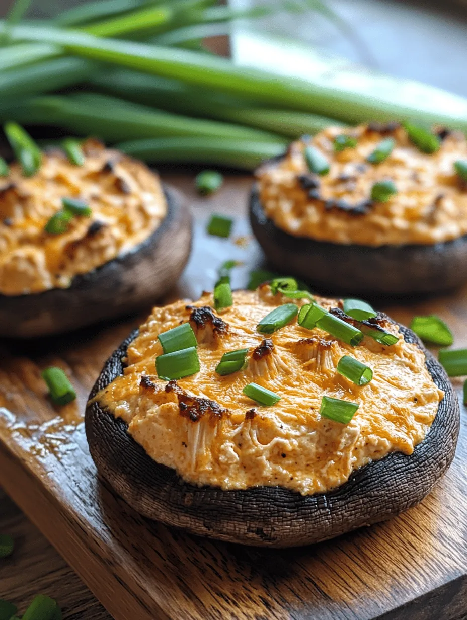 Buffalo Chicken Dip Stuffed Baked Mushrooms
