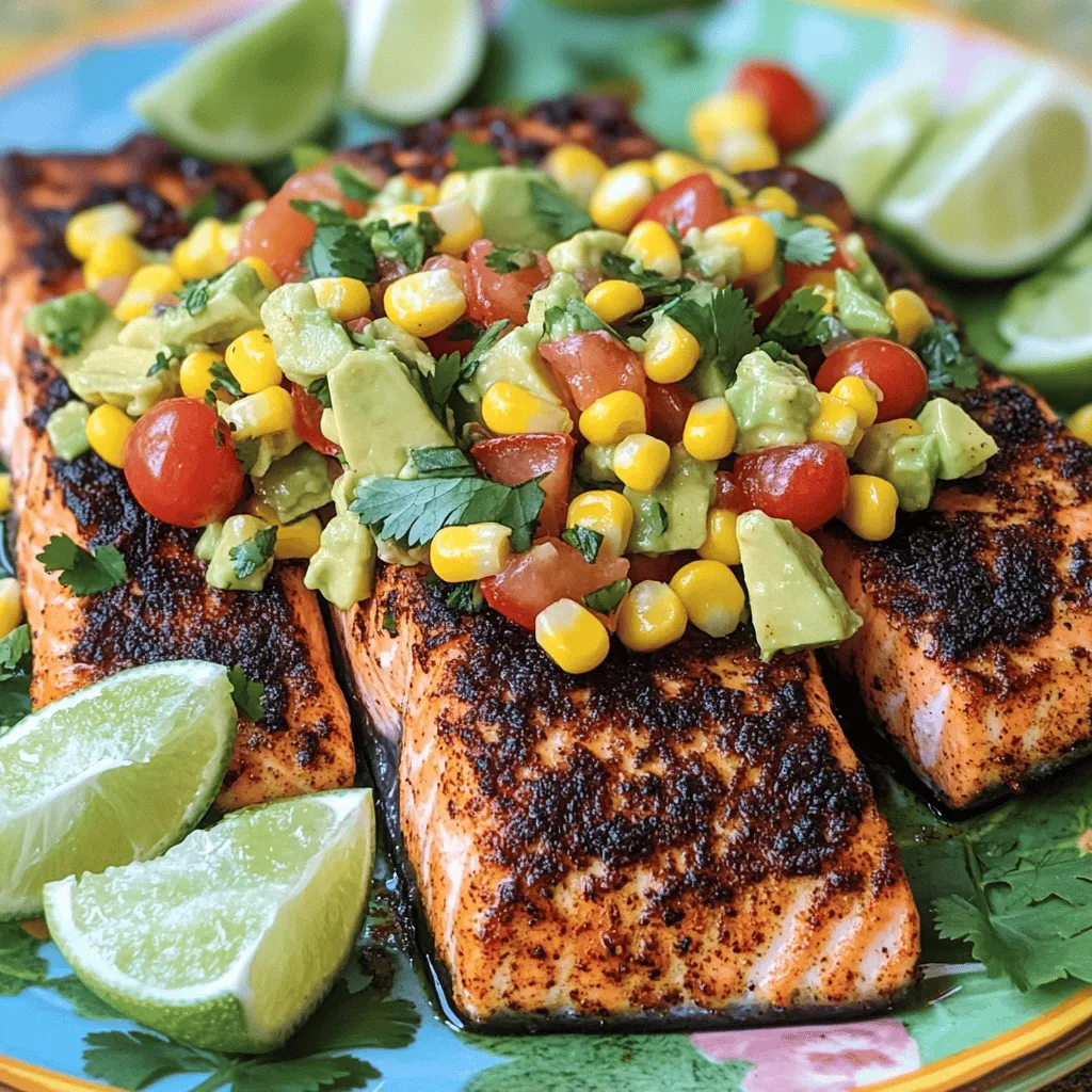 Tasty Blackened Salmon with Avocado Corn Salsa Recipe